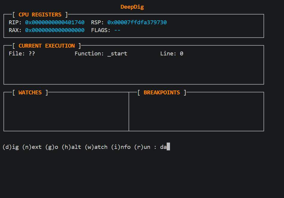 DeepDig debugger interface
